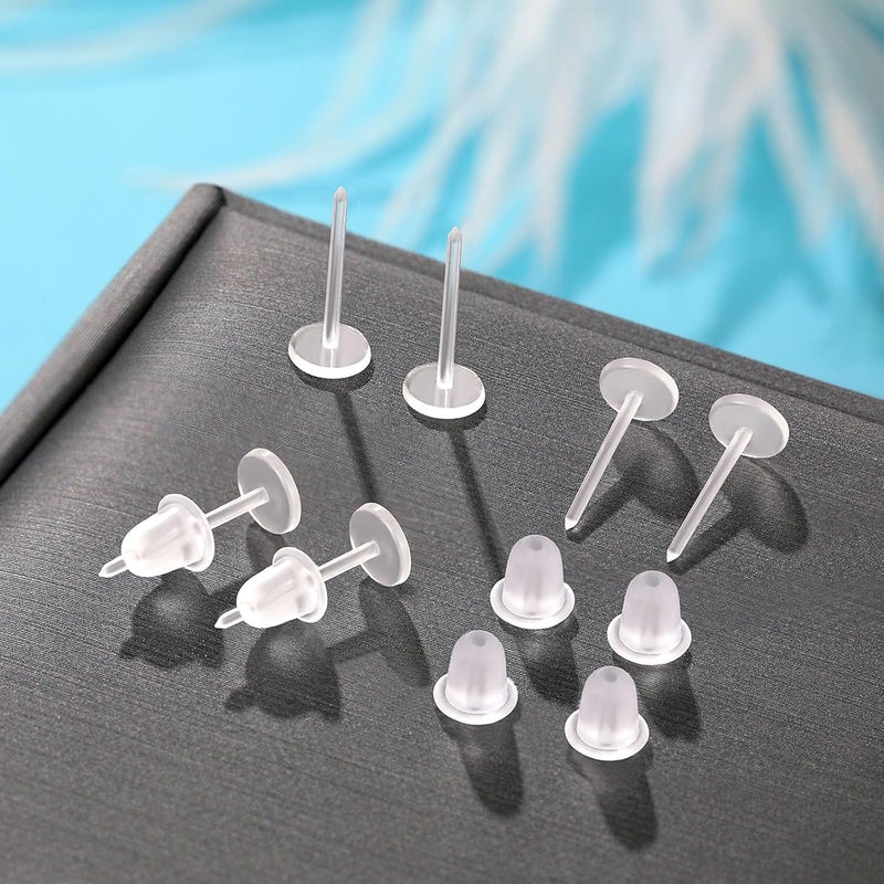 Formulen 5mm Plastic Earrings for Sports - Clear Post Studs, Flat Silicone Rubber Earrings for DIY - Image 2
